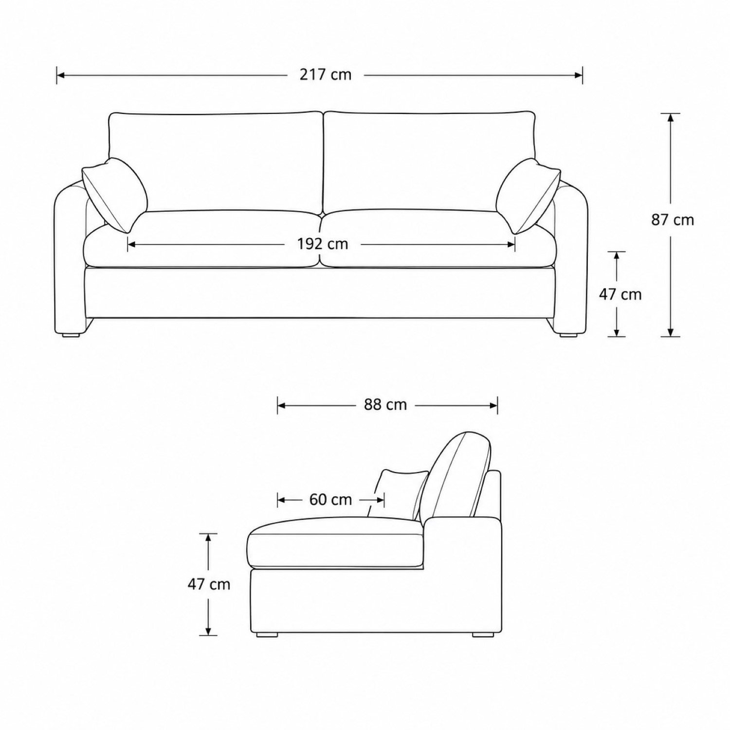 Artemis Home Shorewood 3 Seat Fabric Sofa - Beige - Image 4