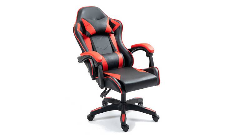 Home Treats Office Gaming Chair With Footrest & Massage Cushion - Red