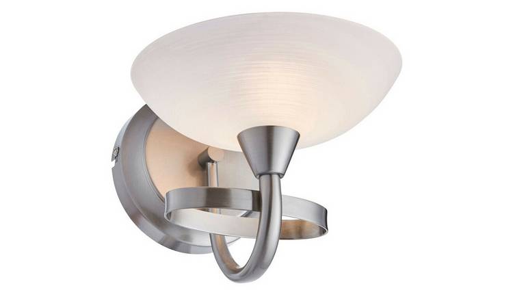 Loops Direct Steel and Glass Wall Light - Satin Chrome and White