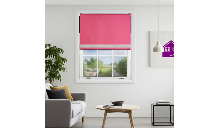 Furnished Fuchsia Blackout Roller Blind Diamante Strip - 120 x 210cm