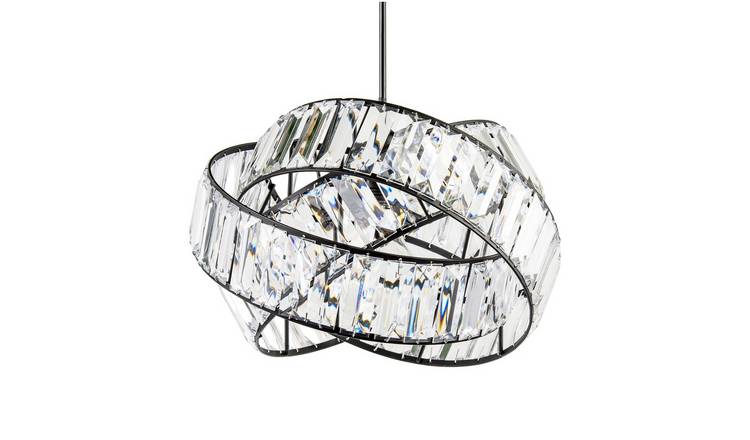 Happy Homewares Black Three Ring with Transparent Acrylic Pendant Shade - 28cm