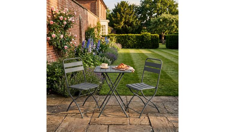 Artemis Home 2 Seater Metal Folding Bistro Set - Black