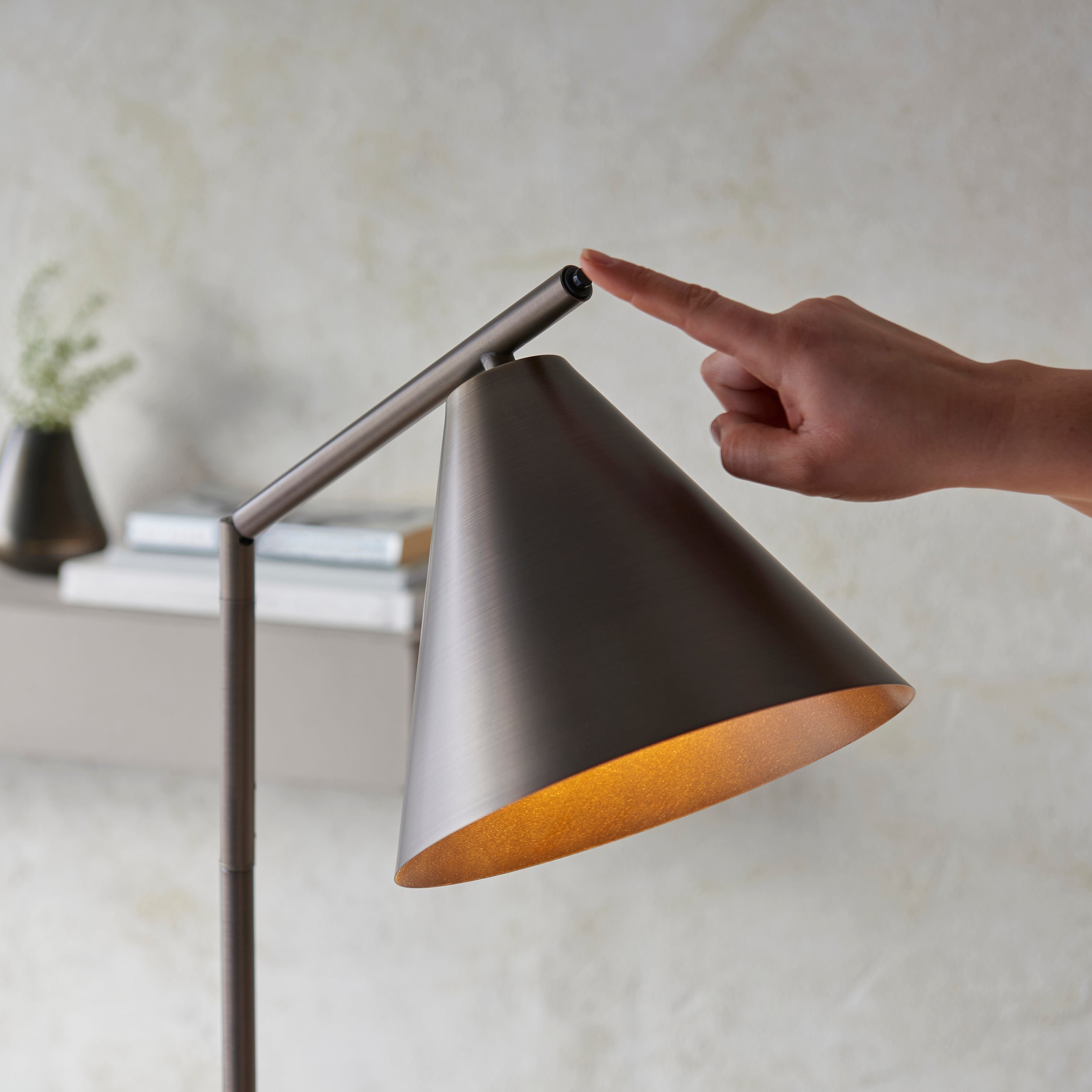 Loops Direct Steel Floor Lamp - Brushed Antique Bronze 10W LED - Image 3