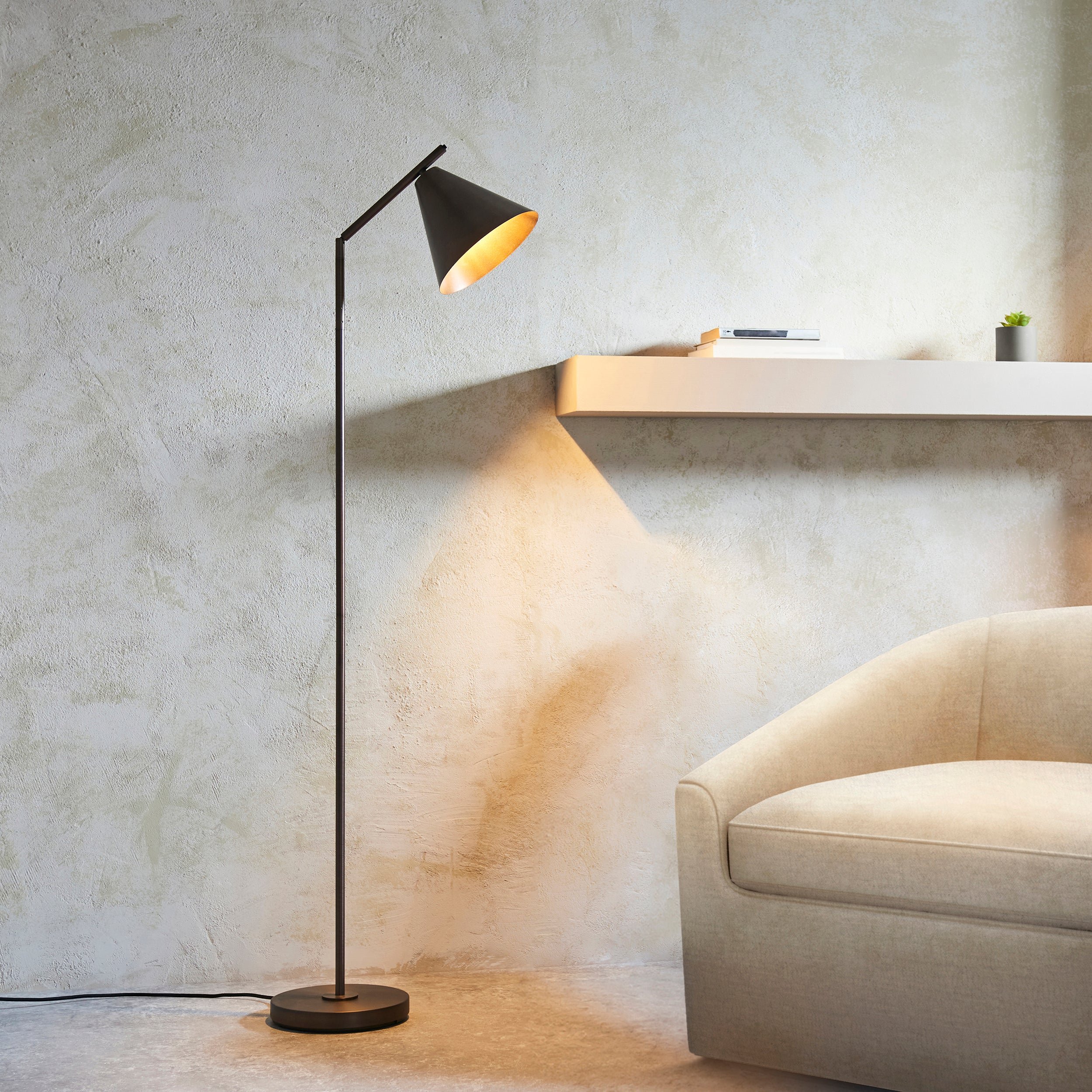 Loops Direct Steel Floor Lamp - Brushed Antique Bronze 10W LED - Image 5