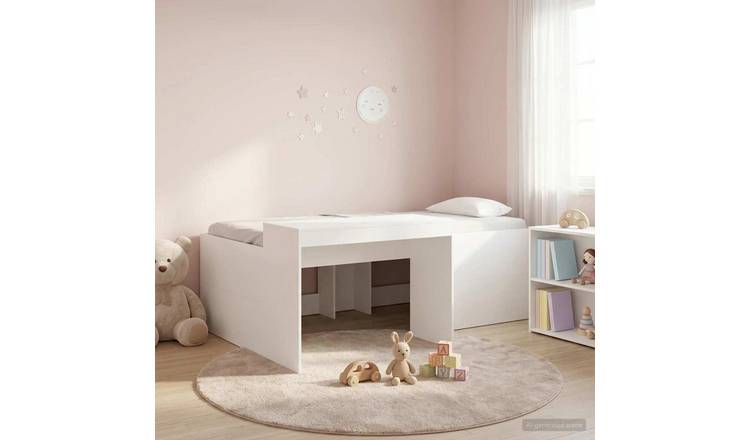Walplus Engineered Wood Single Kids Loft Bed with Desk - White