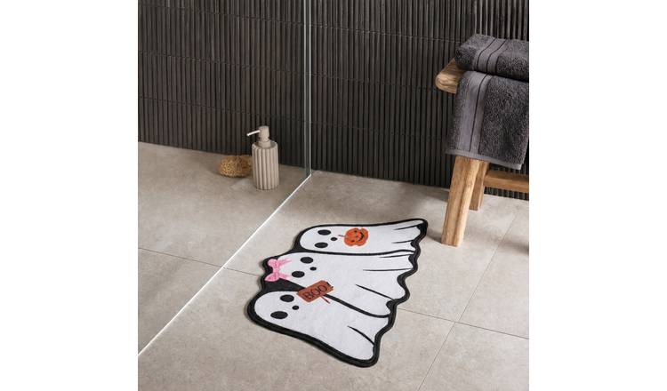 OHS Ghost Family Printed Bath Mat - 45 x 75cm - Black/White
