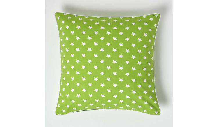 Homescapes Green Cotton Stars Cushion Cover - 60 x 60 cm