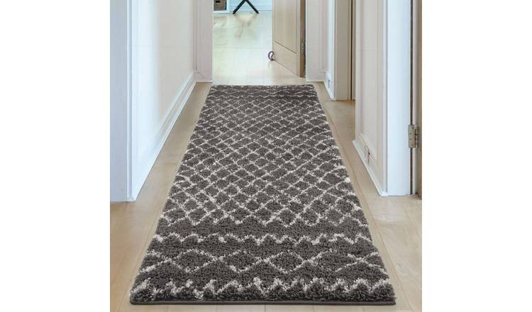 The Rugs Dark Grey Moroccan Tangier Runner Rug - 80 x 300cm