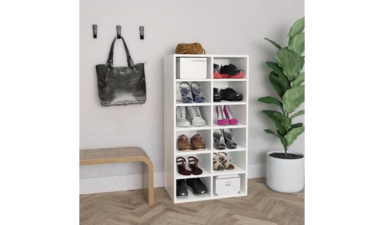 Walplus Engineered Wood Shoe Rack - White - 54 x 34 x 100.5 cm