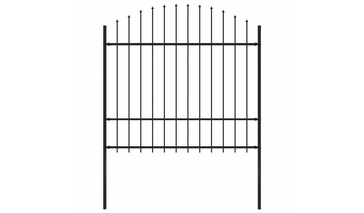 Walplus Steel Garden Fence "Woerden" with Spear Top - Black - 170 x 175 cm