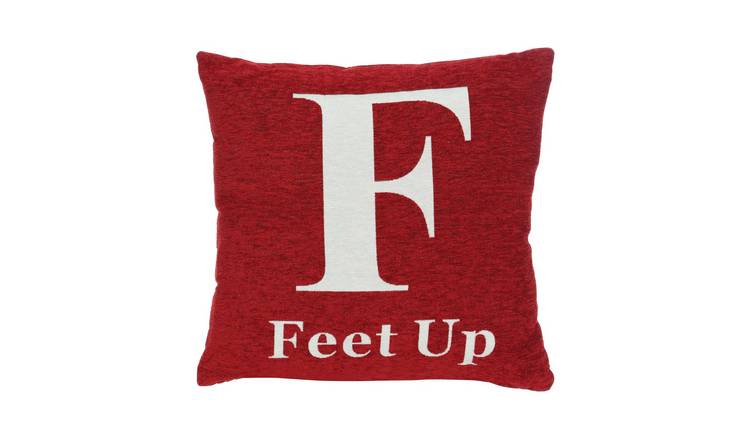 Orsina Words Feet Up Square Cushion – Red