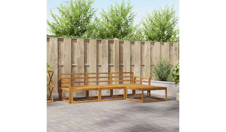 Walplus 4 Piece Solid Acacia Outdoor Sofa Set - Natural - 254 x 162.5 x 73 cm