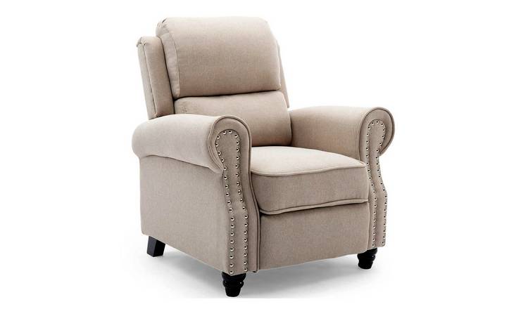 Furniture Online Duxford Fabric Pushback Recliner Occasional Chair - Beige