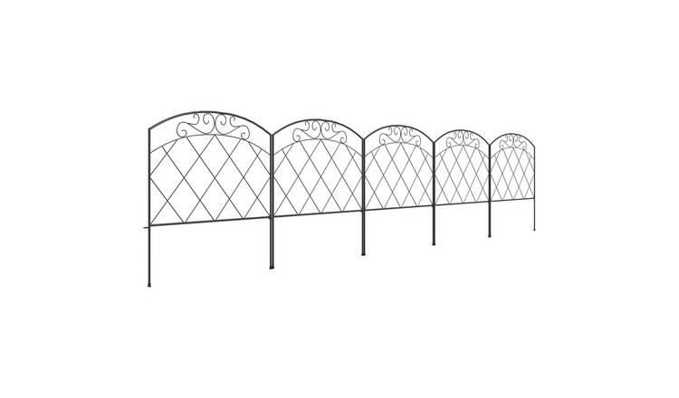 Outsunny 5PCS Metal Decoration Garden Fence - Black