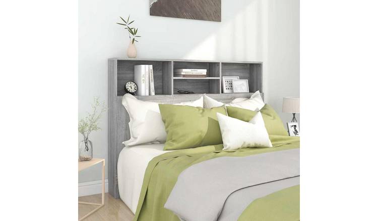 Walplus Engineered Wood Headboard Cabinet - Grey and Oak - 140 x 19 x 103.5 cm