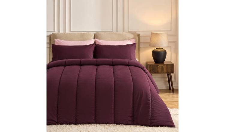 OHS Coverless 10.5 Tog Duvet Set Quilted Bedding - Plum - King