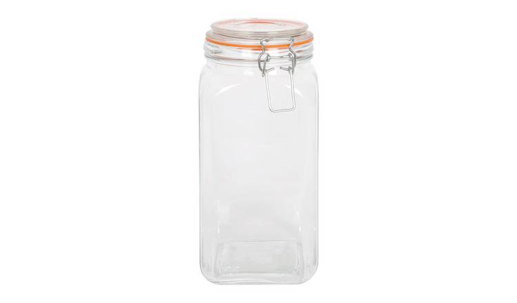 Argon Tableware Square Glass Jar with Clip-Top Lid