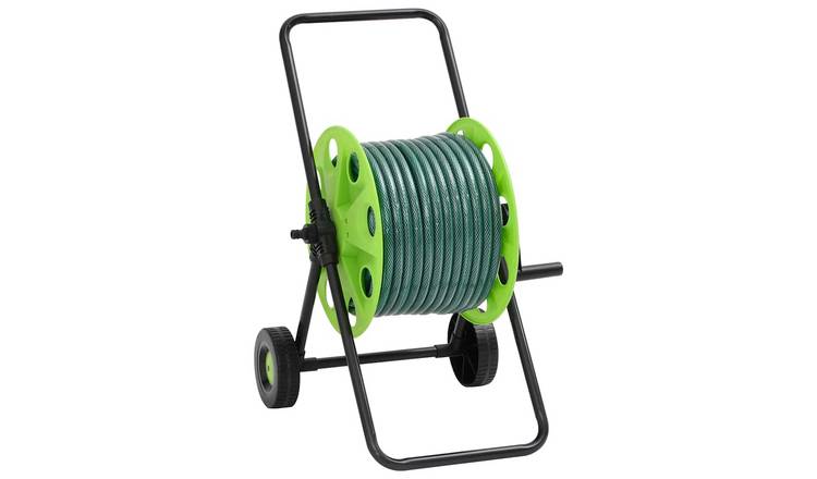 Walplus Hose Reel Cart with Hose Fitting Set 0.5 - Green - 46 x 50 x 66 cm