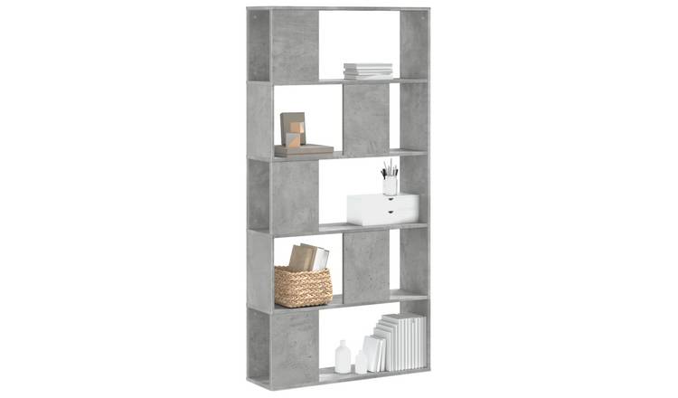 Walplus 5 Tier Engineered Wood Bookcase - Stone Grey - 80.5 x 23.5 x 162.5 cm