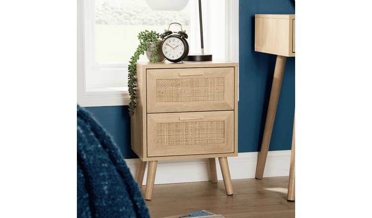 Home Source Astbury 2 Drawer Bedside Table - Natural