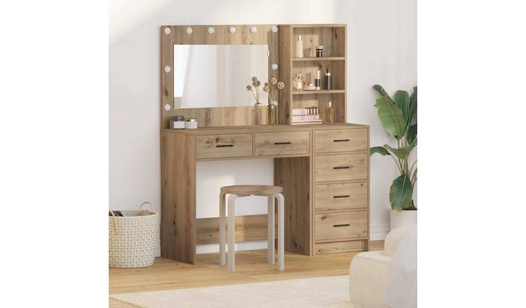 Walplus Pack of 2 Engineered Wood Dressing Table - Brown - 78.5 x 41 x 135 cm