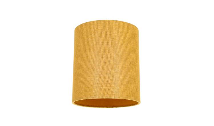 Happy Homewares Sleek Ochre Linen Fabric Cylindrical Lampshade - 16cm