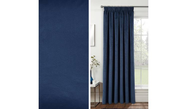 Enhanced Living Burford Velvet Single Door Curtains - 168 x 214cm - Navy