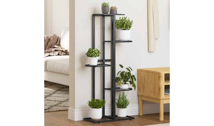 Walplus 5-Tier Metal Flower Stand - Black - 43 x 22 x 98 cm