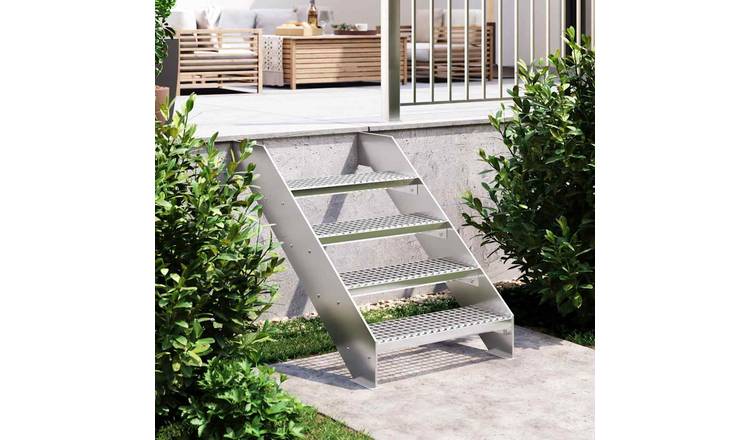 Walplus Galvanised Steel Grate Step - Silver - 60 x 24 cm