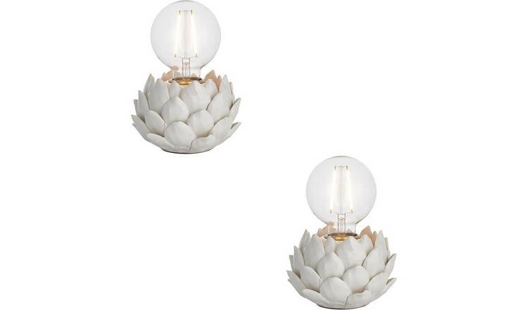 Loops Direct Pack of 2 Ceramic Table Lamp - Oatmeal Crackle Glaze