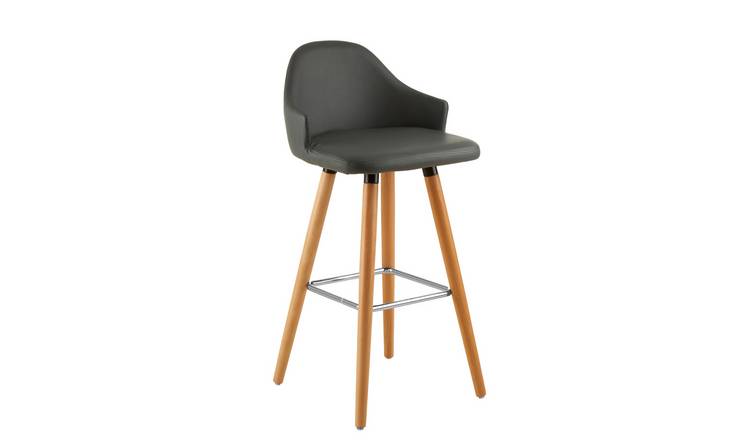 Orsina Stockholm Faux Leather Bar Stool – Grey and Natural