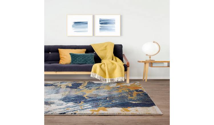 Mega Flooring Blue Modern Abstract Rug - 80 x 150cm