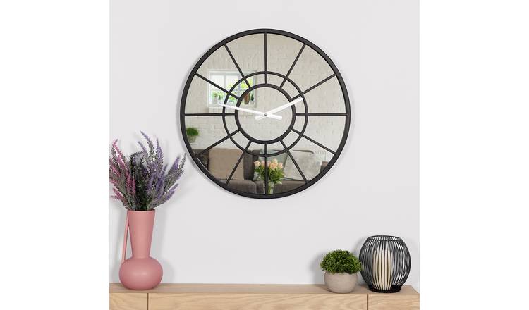 Charles Bentley Buttermere Mirrored Skeleton Wall Clock – Black