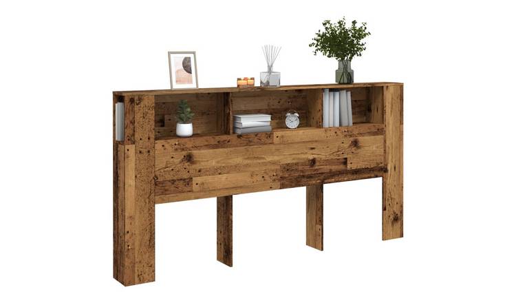 Walplus Engineered Wood Headboard Cabinet - Dark Wood - 200 x 18.5 x 102.5 cm