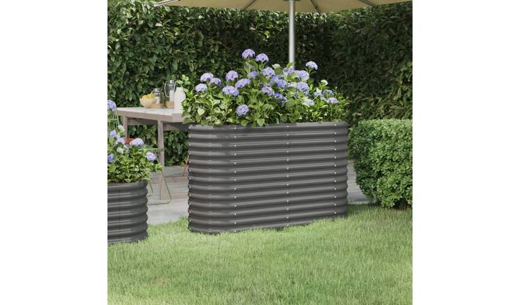 Walplus Galvanised Steel Raised Garden Bed - Grey - 114 x 40 x 68 cm