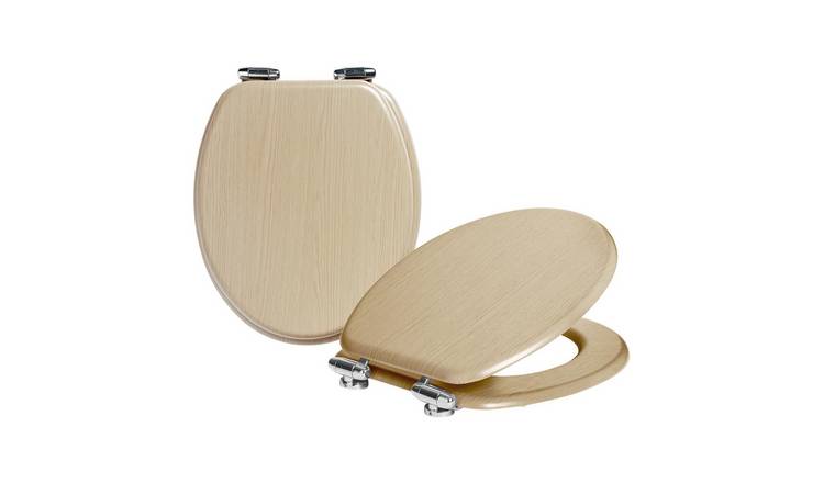 Harbour Housewares Soft Close Wooden Toilet Seats - Light Oak - Pack of 2