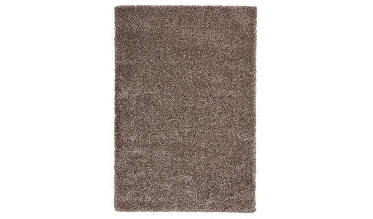 Mega Flooring Beige Shaggy Plain Rug - 70 x 140cm (Halfmoon)
