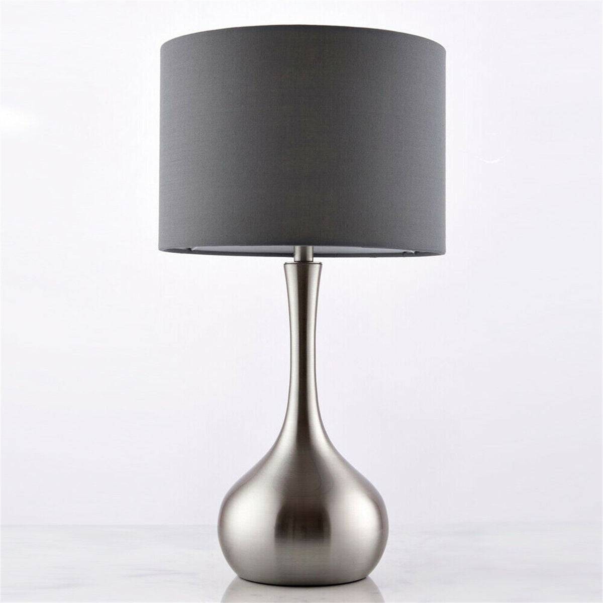 Loops Direct Steel and Fabric Table Lamp - Satin Nickel and Grey - Image 3