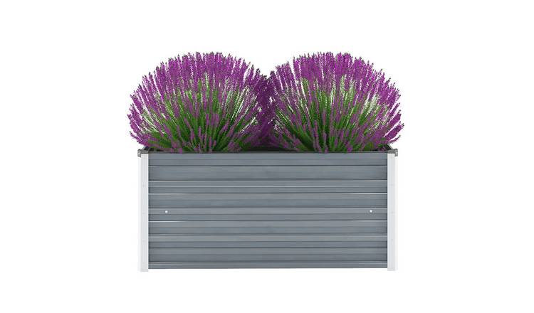 Walplus Galvanised Steel Raised Garden Bed - Grey - 100 x 40 x 45 cm