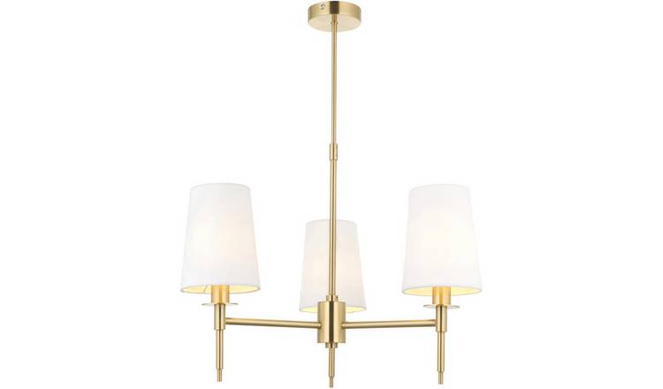 Loops Direct Satin Brass Multi-Arm Pendant Light - Vintage White
