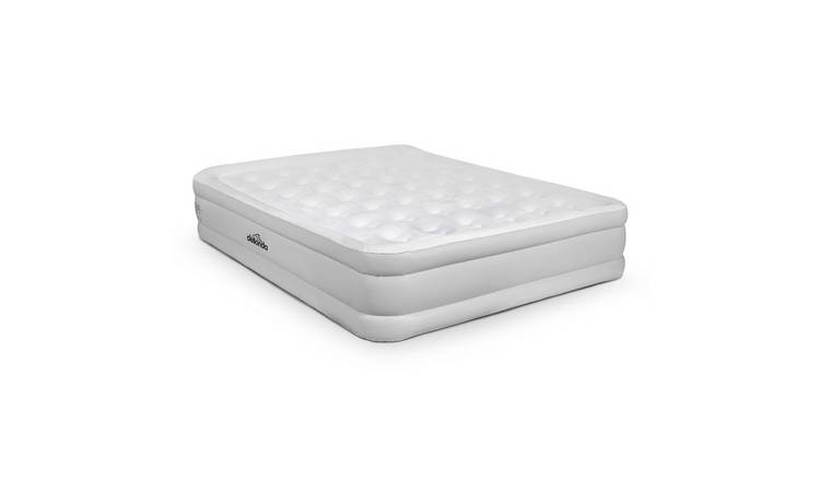 Dellonda Queen Inflatable High Raised Flocked Air Bed - Grey