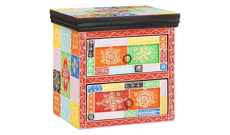 Walplus Pack of 2 1 Drawer Bedside Cabinet - Multicoloured - 40 x 30 x 40 cm