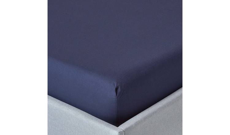Homescapes Egyptian Cotton Navy Blue Deep Fitted Sheet - Single