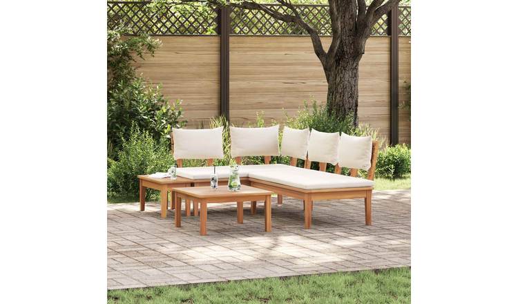 Walplus 4 Piece Metal Garden Sofa Set - Brown and Cream - 60 x 60 x 30 cm