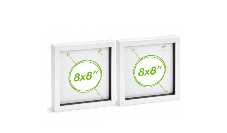 Nicola Spring 3D Box Photo Frames - 8 x 8" - 4 x 4" Mount - White - Pack of 2