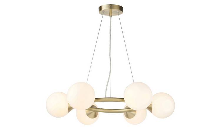 Loops Direct Satin Brass LED Ceiling Pendant - Gloss White