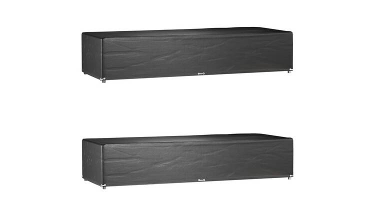 Walplus 2 Piece PE 12 Eyelets Sunlounger Cover - Black - 205 x 75 x 40 cm