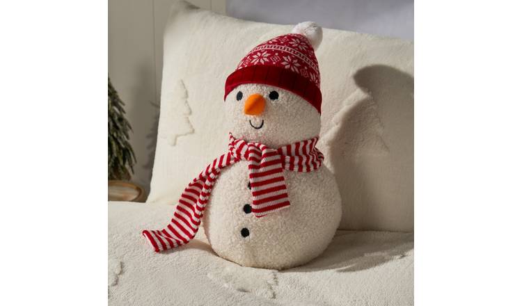OHS Snowman Shaped Scatter Cushion - Whte - 20 x 35cm
