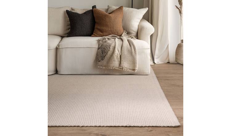 Mega Flooring White Modern Plain Rug - 120 x 170cm