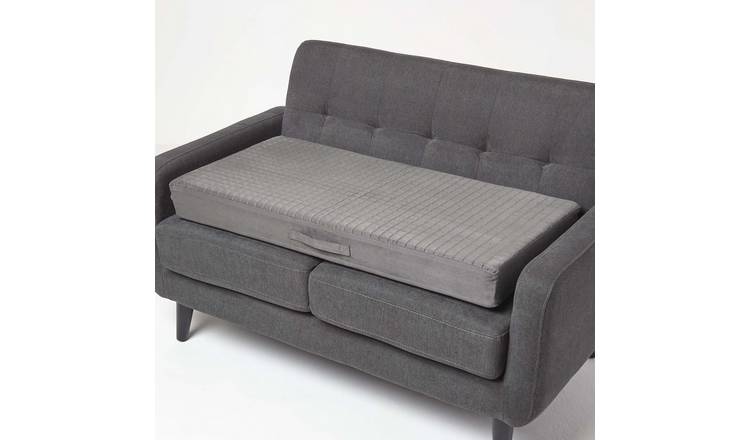 Homescapes Faux Suede Orthopaedic Foam 2 Seater Sofa Booster Cushion - Grey